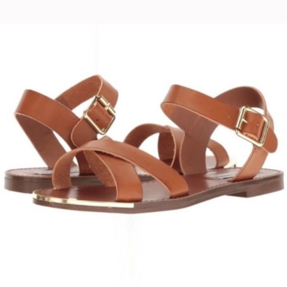 Steve Madden Bayley Cognac and Gold Sandal sz 6.5
